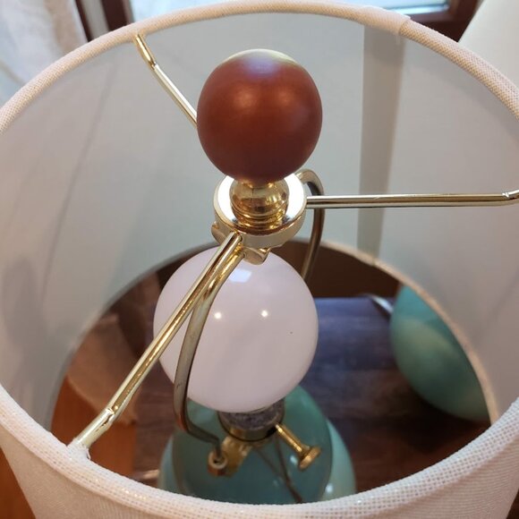 NWT Rare Aqua Color Ralph Lauren Petite Double Gourd Pair of Lamps - Picture 6 of 16